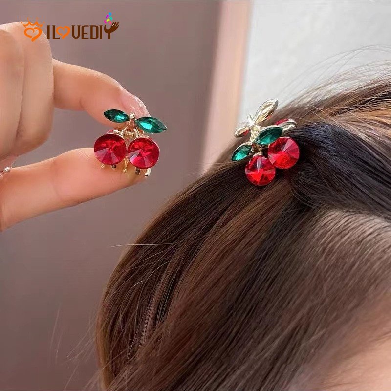 Jepit Rambut Bentuk Cherry Merah Untuk Anak Perempuan