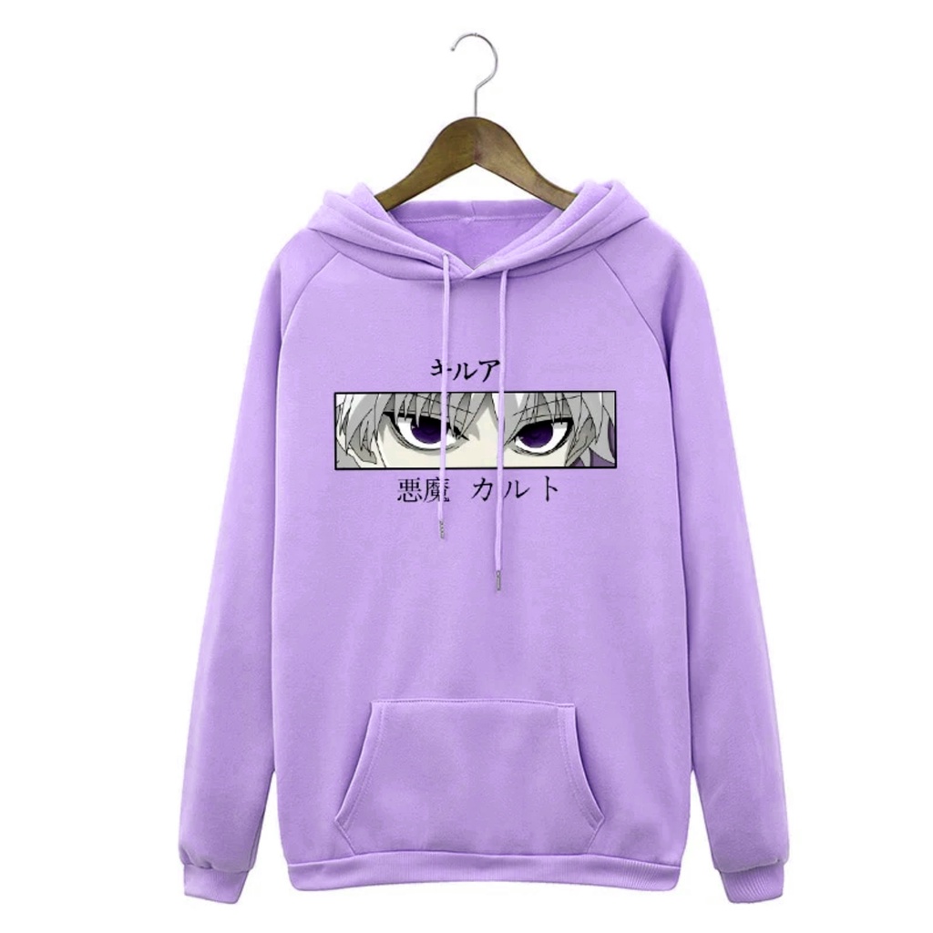 FenishaStore Sweater Hoodie Wanita Anime Killua Zoldyck Devil Eye size M-L-XL-XXL Bisa Bayar Ditempat COD