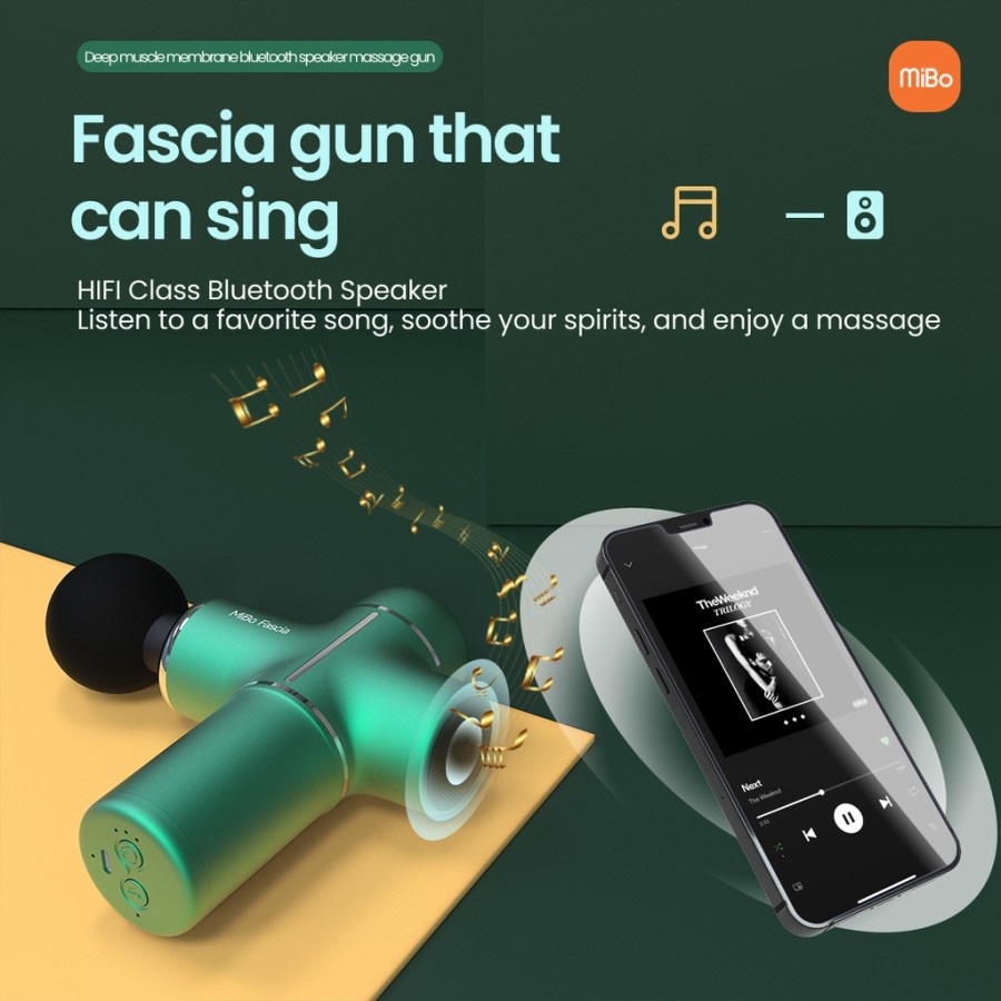 Mibo Fascia Massage Gun Mini Pro with Speaker Bluetooh Alat Pijat