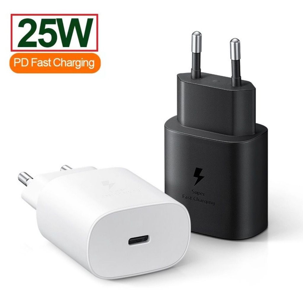 PROMO Batok Casan Charger TC Tipe-C SAMSUNG C ke C 25W PLUS Packing Fash Charging Adaptor Charger Samsung 25 Watt batok original Super Fast Charging - PD 25W Type C to USB C for A33 A53 A73 A52s S22 S21 S20 Note 20 10