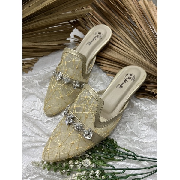sepatu wanita maura gold 2cm kaca