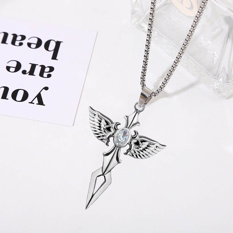 Kalung Dengan Liontin Angel Sword Gaya Korea Untuk Pria