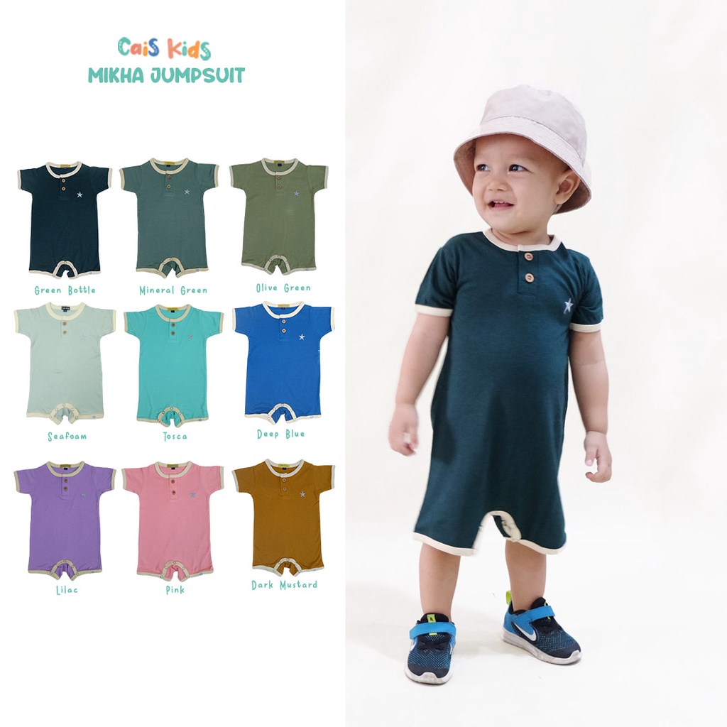 Romper Jumpsuit kancing Baju Bayi bahan katun bamboo anti alergi