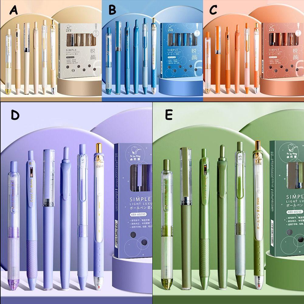 Top 6PCS/Set Gel Pens Mutil-styles Dihapus Multi Style Press Type Signature Pen