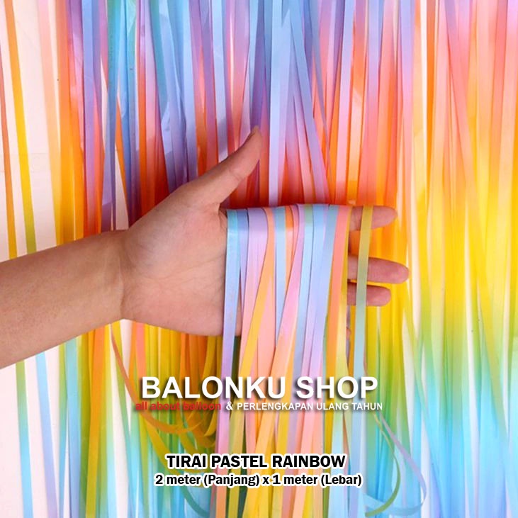 Backdrop / Rumbai Foil / Curtain Foil / Tirai Foil Pastel Rainbow