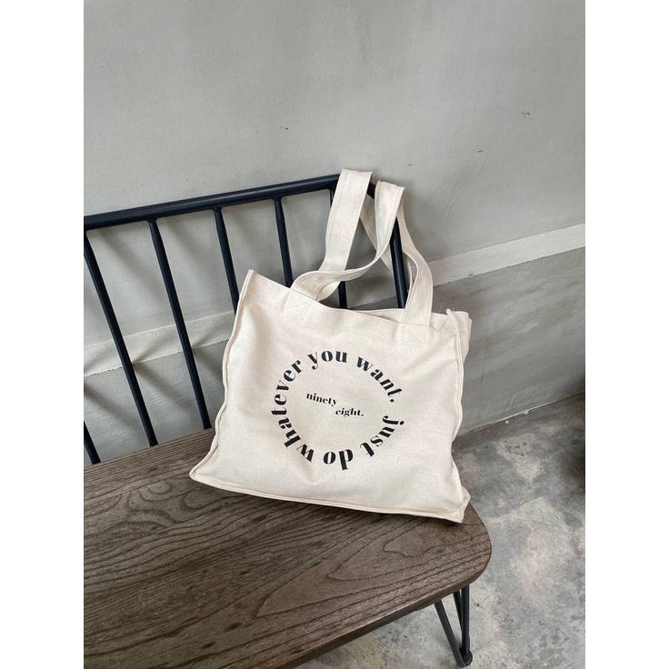 Totebag Kanvas aesthestic Ninety Eight Ukuran Small