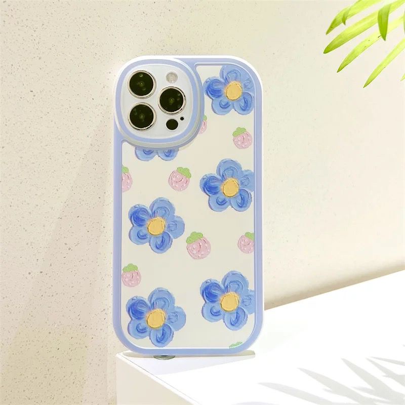 Silicon Case Motif Bunga Biru For Xiaomi Redmi 9A 9C 10A 10C Note 9 Ip 7 7+ 8 8+ XR 11 12 13 14