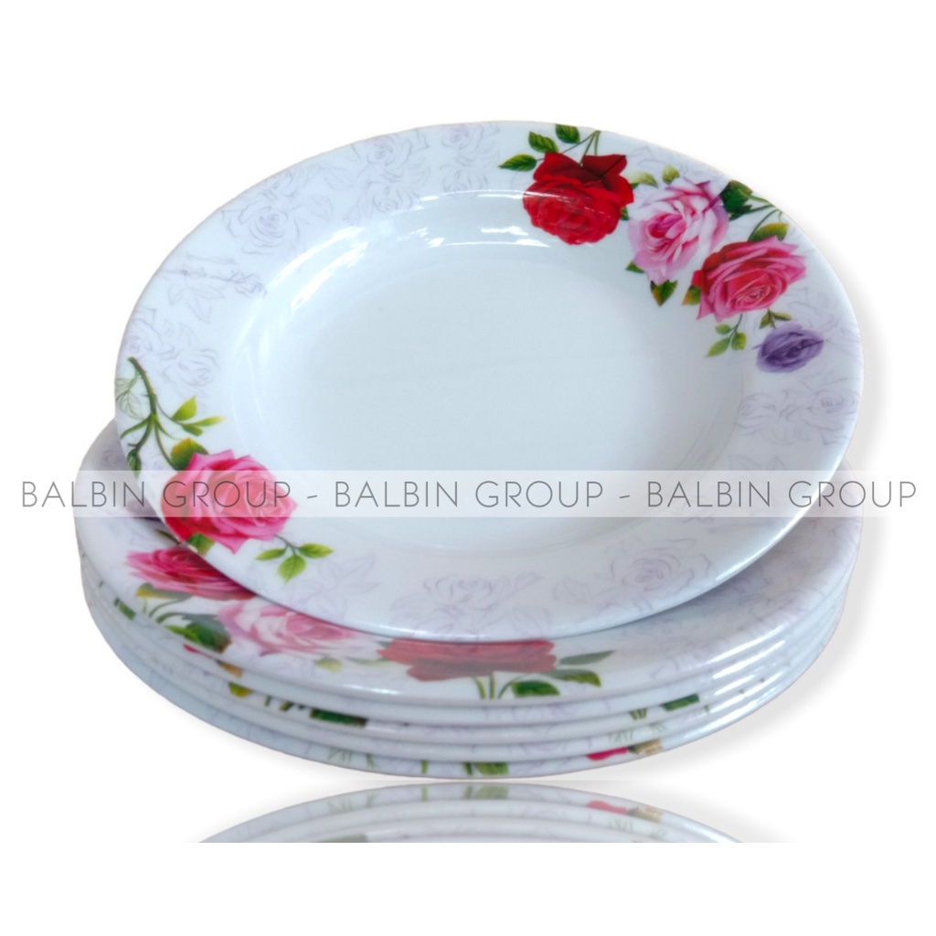 6 piring  kecil melamin 5 &quot;'inc motif mawar - piring kecil melamine - piring tatakan gelas - piring saji kecil - piring wadah sambal - piring saus - piring melamine serba guna - piring melamin tebal - piring motif - piring alas anti panas- piring tebal