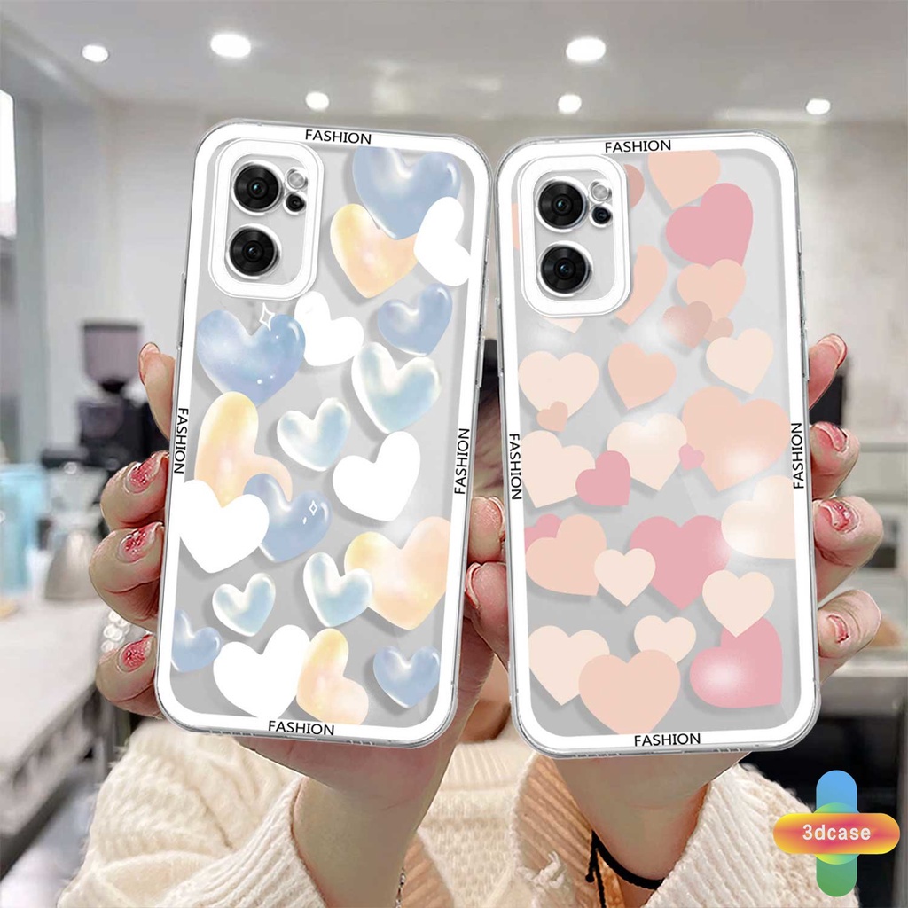 Case OPPO A57 A55 A7 A5 A9 A31 A53 A33 2020 A15 A54 A5S A3S A76 A96 A16 A95 A12 A1K A16E A16K A54S Reno 7 5 4 6 8 5F 5K 4F 4 5 06 Lite A74 A15S A52 A11K A92 A35 A11 A93 A32 A72 A94 A53S F19 F17 21 PRO A16S A77 Ins Love Heart TPU Shockproof Protector Cover