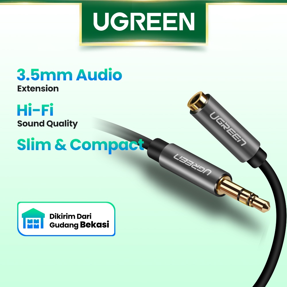 【Stok Produk di Indonesia】Ugreen Kabel Adapter Extension Audio Stereo 3.5mm Male Ke Female Lapis Emas Panjang 5M Untuk Smartphone / Tablet