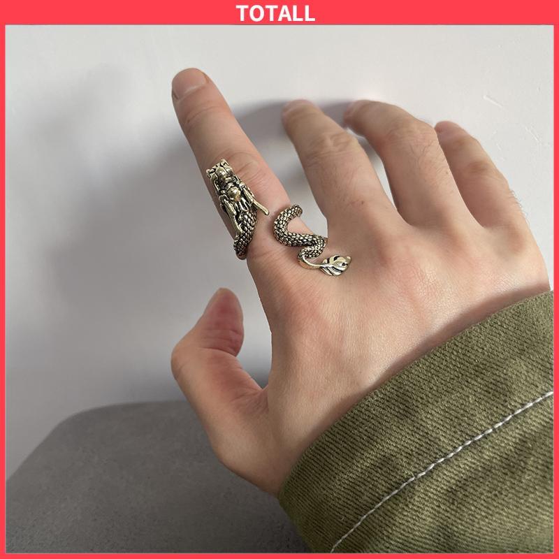 COD Cincin Naga Pria Keren Emas Creative Retro Style Dragon Design Ring Holder For Gift-Totall