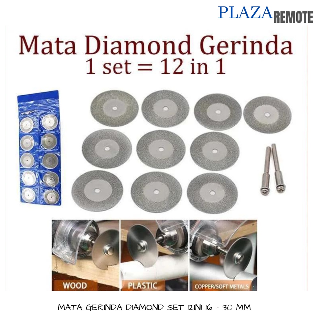 30 MM MATA GERINDA POTONG BESI BATU MINI CUTTING GRINDING WHEEL SET 12IN1