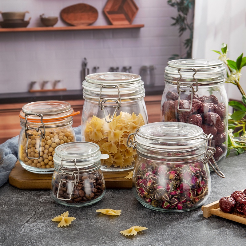Jar Kaca / Toples Kaca Makanan Kedap Udara dengan Lock Besi
