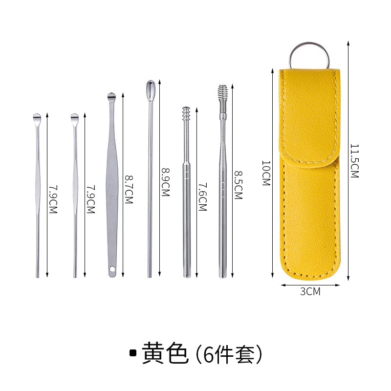 korek kuping stainless steel set isi 6 alat pembersih telinga dari besi paket hemat