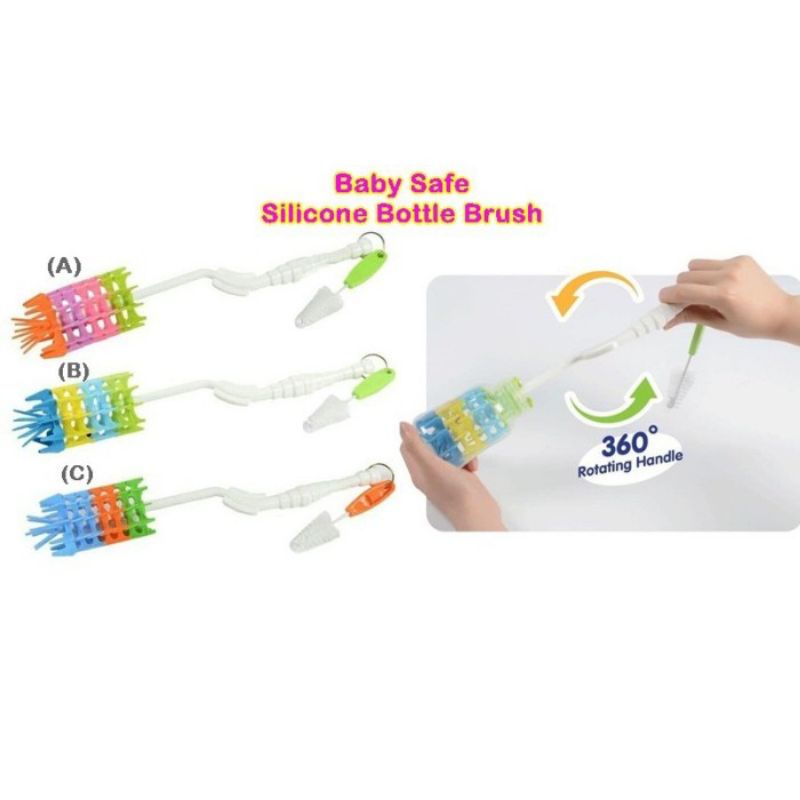 BS366 Baby Safe Silicone Brush Bottle Nipple / Sikat Botol Silikon Babysafe