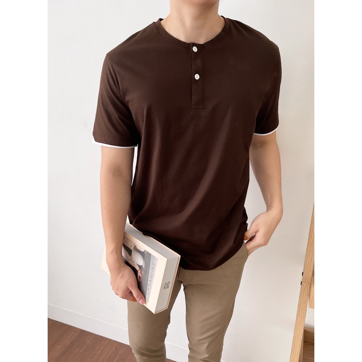 Kadaka MT-0153 Tshirt Pria Kaos Detail Kancing Variasi Sleeve Comfy