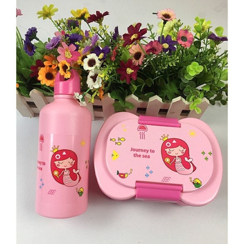 (FO)kotak set tempat makan lunch box bekal anak souvenir ultah plus botol minum