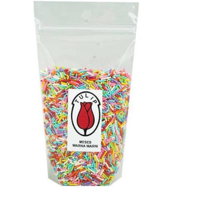 

Terbaru dan terlaris Meses Tulip Warna Warni Chocorice MiX Meses Repack 1KG, 500gr grosir