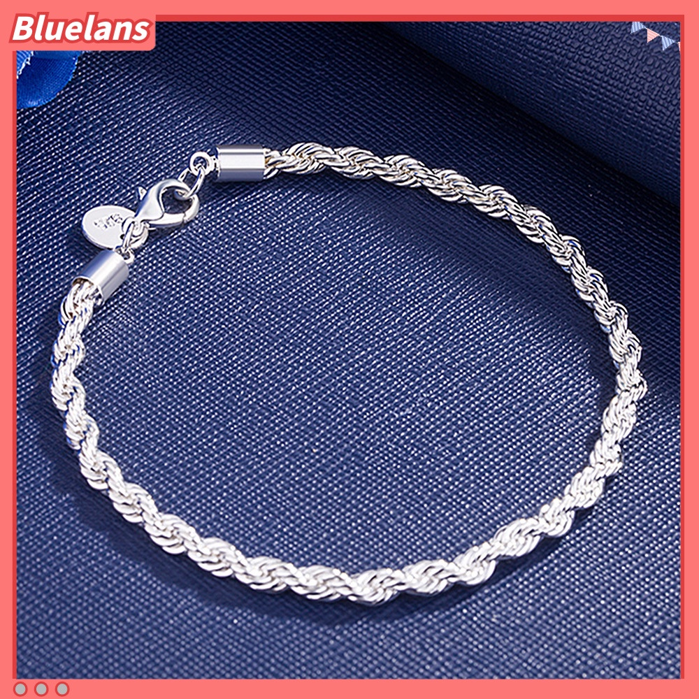 Bluelans Gelang Tali Twist Lapis Silver Untuk Pasangan