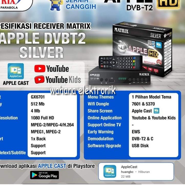 Meroket--VERSI TERBARU - Set Top Box DVBT2 Matrix Apple HD TV Digital DVB T2 - SILVER