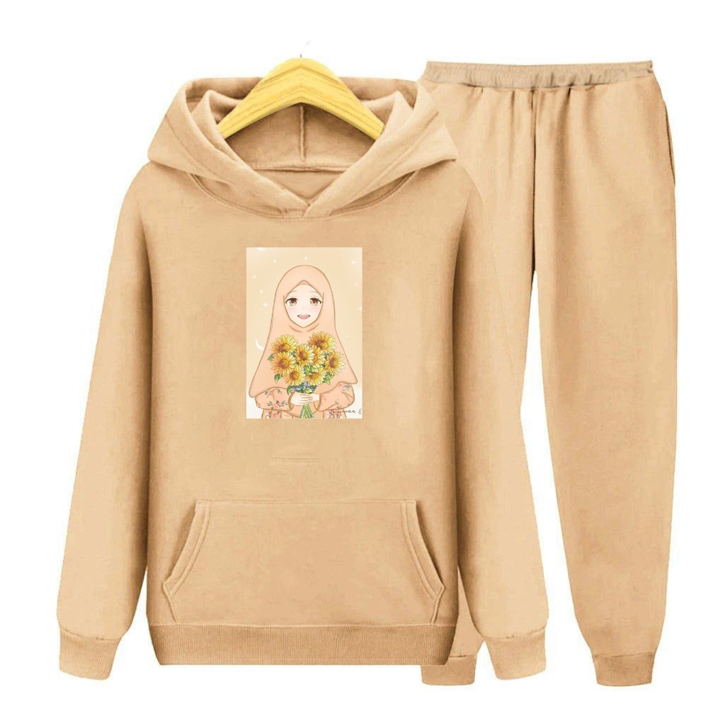 Setelan Sweater Anak Perempuan Hijab SunFlower /Baju Sweater Hoodie Anak-Dewasa Part 2