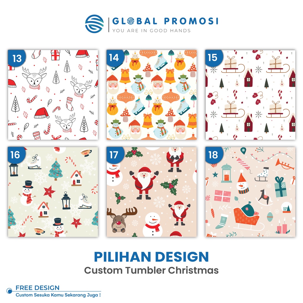 PILIHAN DESAIN KHUSUS TUMBLER UV EDISI Pattern Christmas