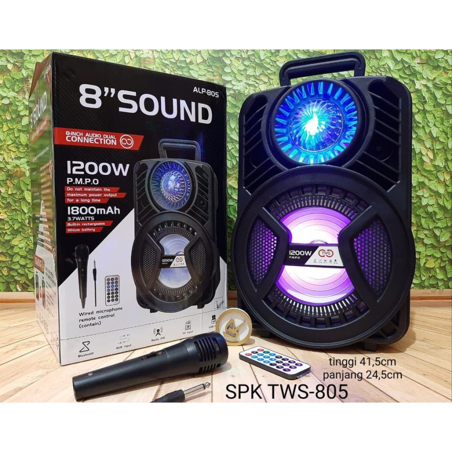 SPEAKER BLUETOOTH TWS + MIC ALP-805 ALP-806 8 INCHI ALP805 ALP806 SPEAKER PORTABLE SPEAKER MUSIC BOX BLUETOOTH