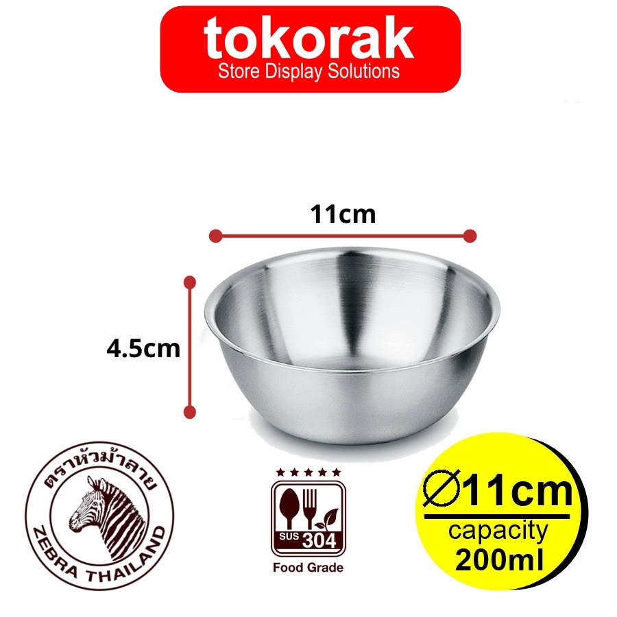 ZEBRA MANGKOK STAINLESS BOWL 11 CM 224111 - KOBOKAN BASKOM NASI TIM