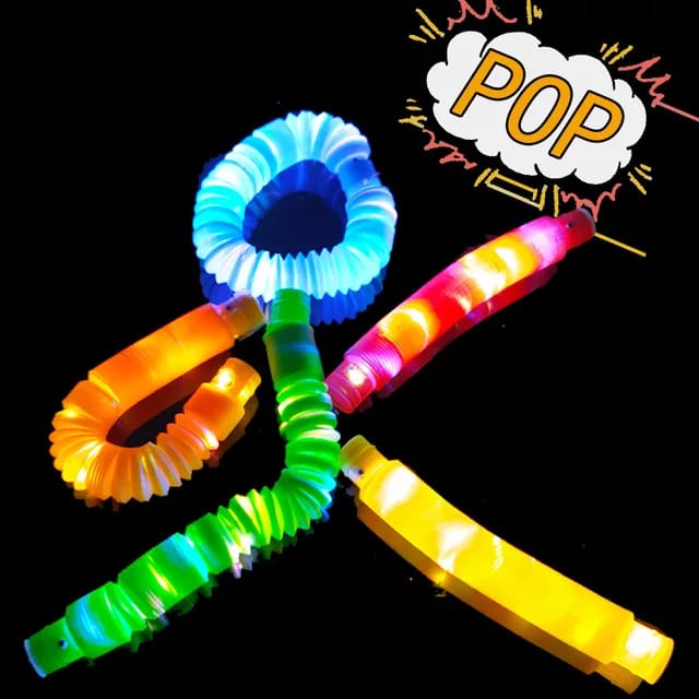 Mainan Anak Light Up Pop Pipes LED / Fidget Pop Tubes Sensory Toys / Mainan Kreasi Selang Pipa Anak / Mainan Kreativitas Anak