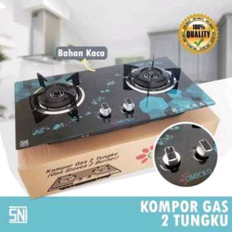 Kompor Gas Tanam Omicko KOMPOR DUA TUNGKU KACA TANAM