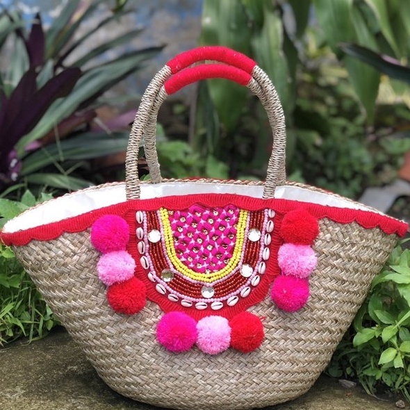 tas anyaman mendong/tas bali/tas rotan/tas mendong hias/tas bangkok