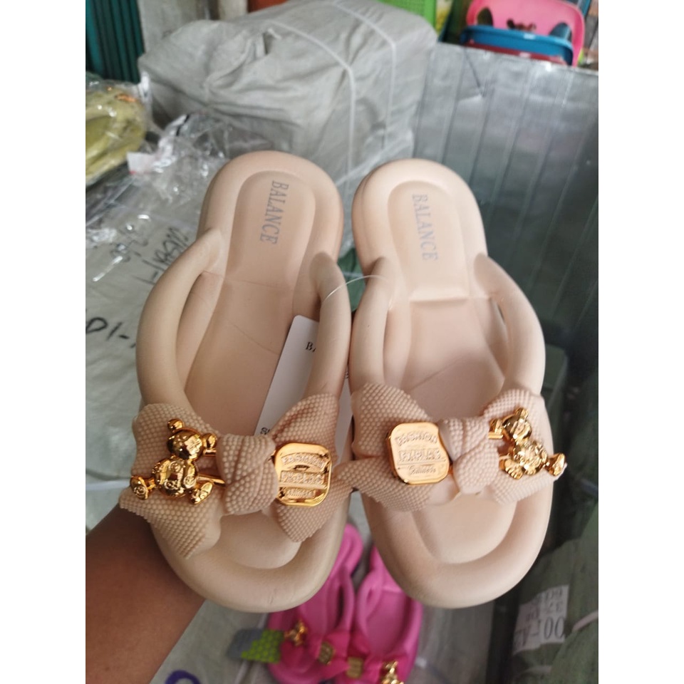 Sandal Jepit perempuan karet jelly balance 2024 (36-41) sandal jepit motif pita korean Style terbaru/sandal bangkok