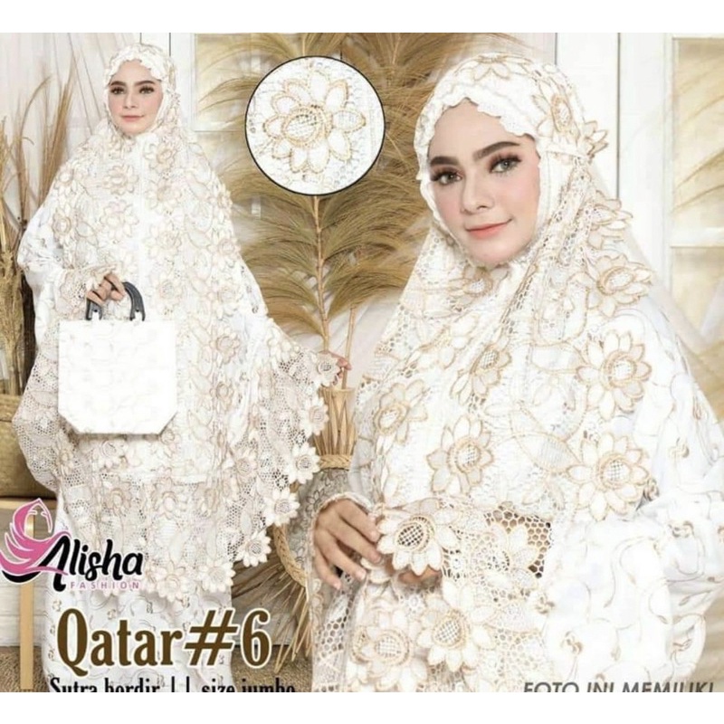 mukena sutra renda tawon bordir