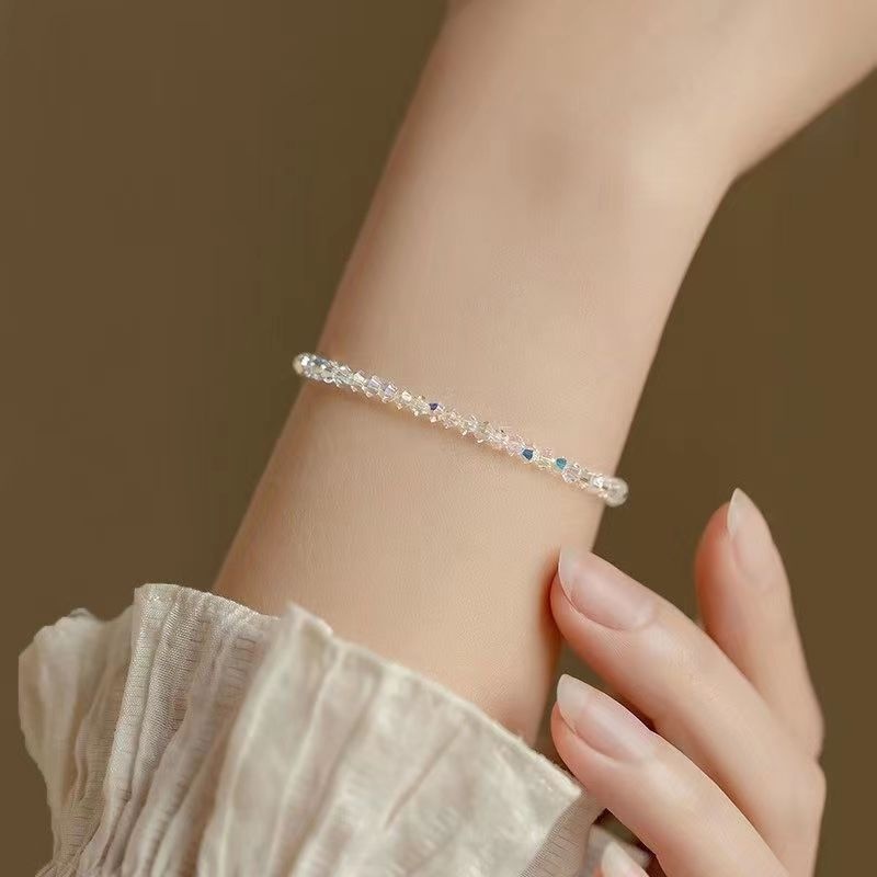 Roselife Gelang Rantai Manik Kristal Kutub Adjustable Untuk Wanita