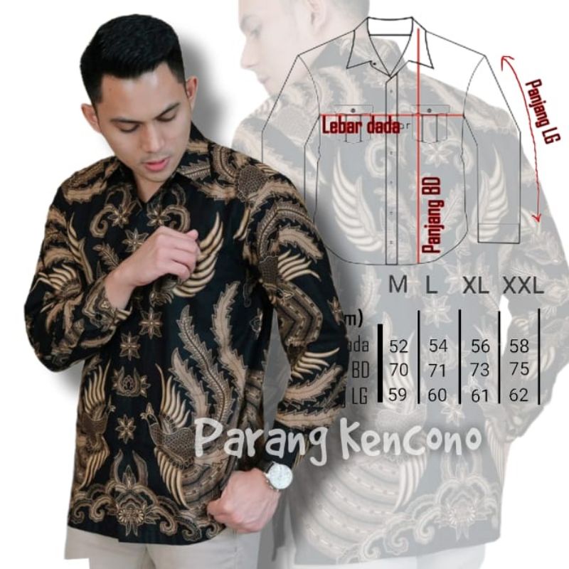 Batik Pria Lengan Panjang Batik Nafan Art motif Garuda Size M L XL XXL Reguler