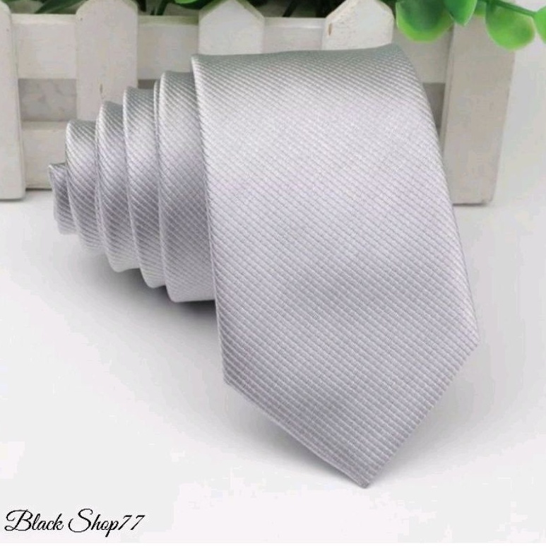 Dasi Pria Dasi Panjang Dasi Motif Salur Halus Silver 3 Inchi 8 Cm