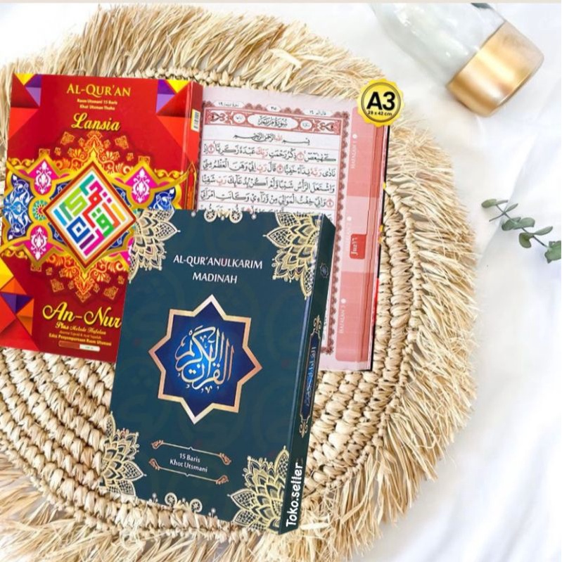 samsia al qur'an madinah super besar 29x42(A3)  FREE KALAM  | an nur al quran lansia jumbo A3 | al q