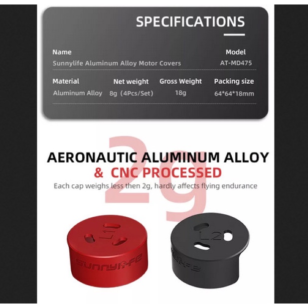 Sunnylife Anti Dust Aluminum Alloy Motor Protective Cover DJI Avata