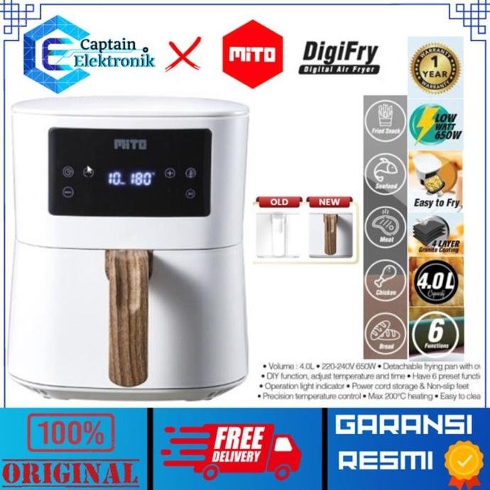 BISA COD MITO Digital Air Fryer AF1 4L WOOD Series /PERALATAN MASAK SET/PANCI PRESTO/PANCI SET/WAJAN