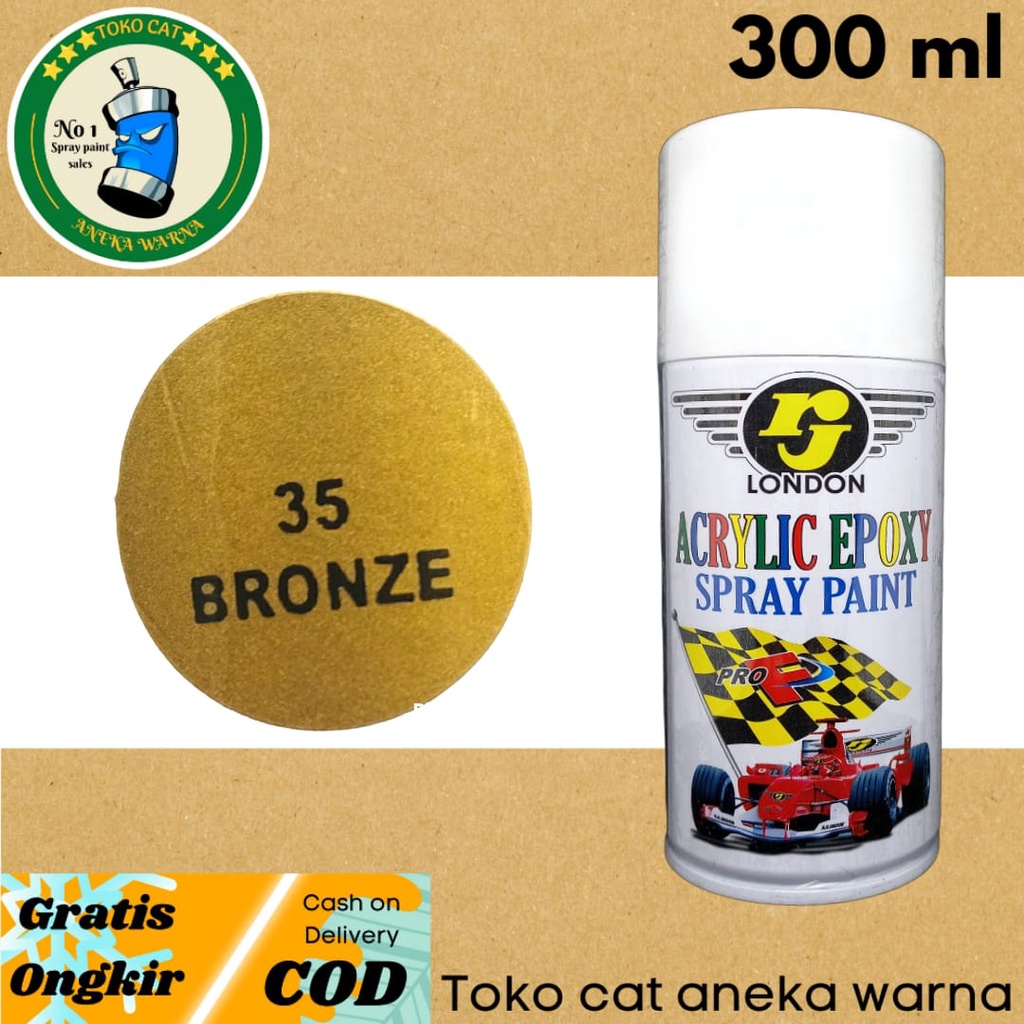 CAT SEMPROT 300ml BRONZE ( coklat keemasan ) RJ LONDON PILOX PILOK SPRAY PAINT UNTUK BODY MOTOR MOBIL BESI KAYU PLASTIK