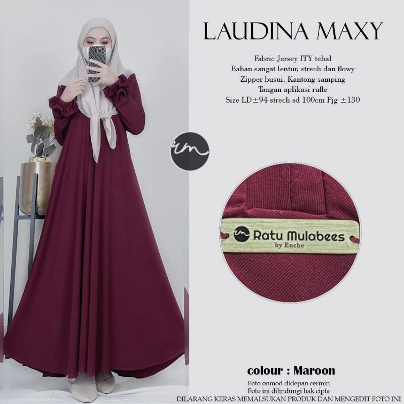 Laudina Maxy//Gamis bahan Fabric Jersey ITY tebal//Gamis Terbaru