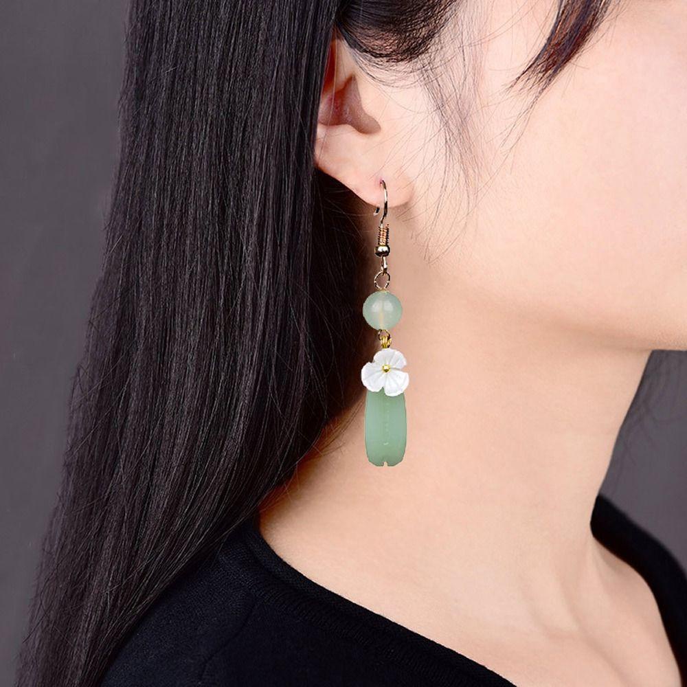 Mxbeauty Wanita Anting Temperamen Retro Etnik Berwarna Glasir Fashion Perhiasan Niche Desain Gadis Hadiah Indah Hanfu Aksesori Menjuntai Anting-Anting