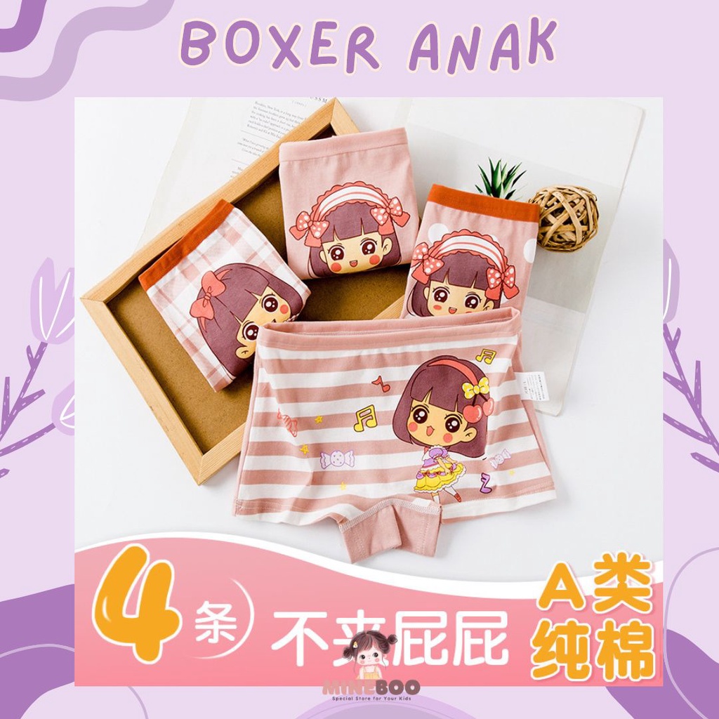 mineboo BOXER ANAK celana dalam anak perempuan| CD anak perempuan | Boxer corak anak / PRETTY BERRY