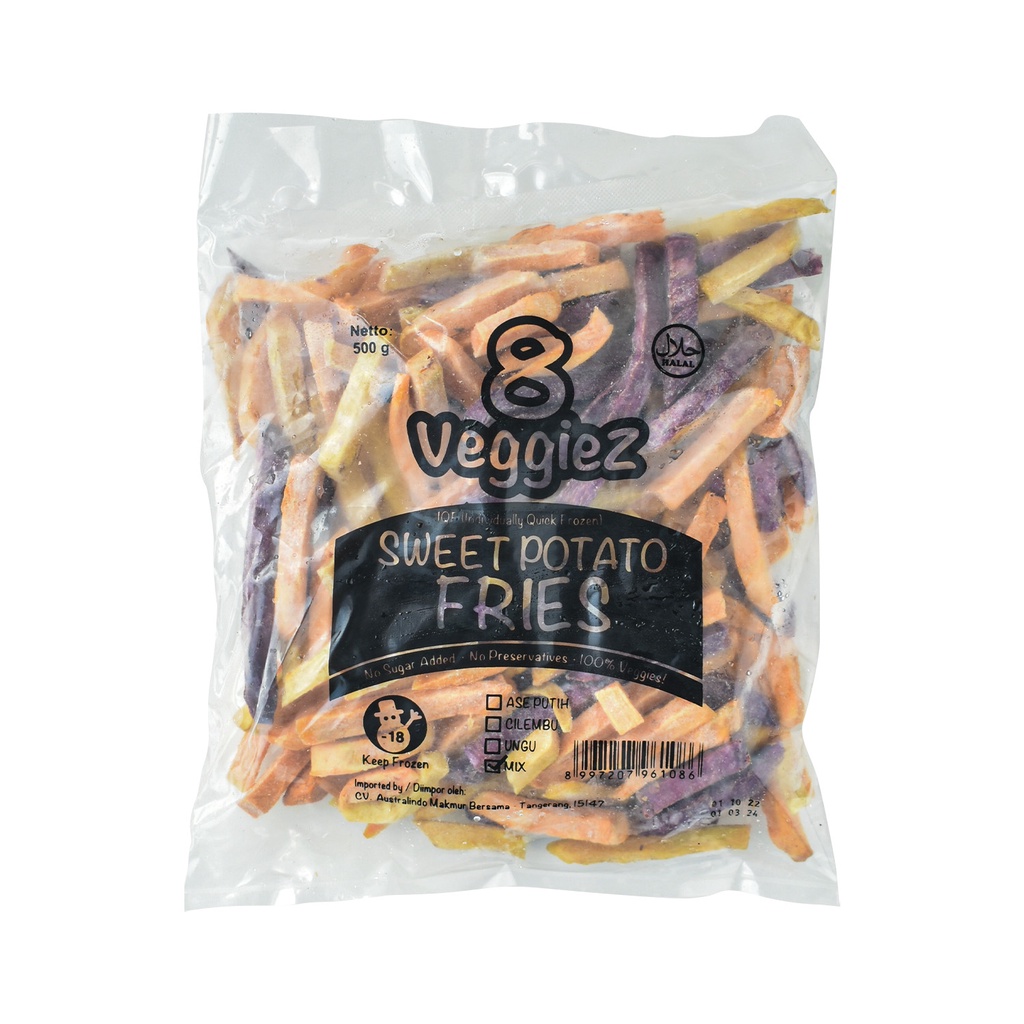 Frozen IQF Mixed Sweet Potatoes Fries 500 Gr