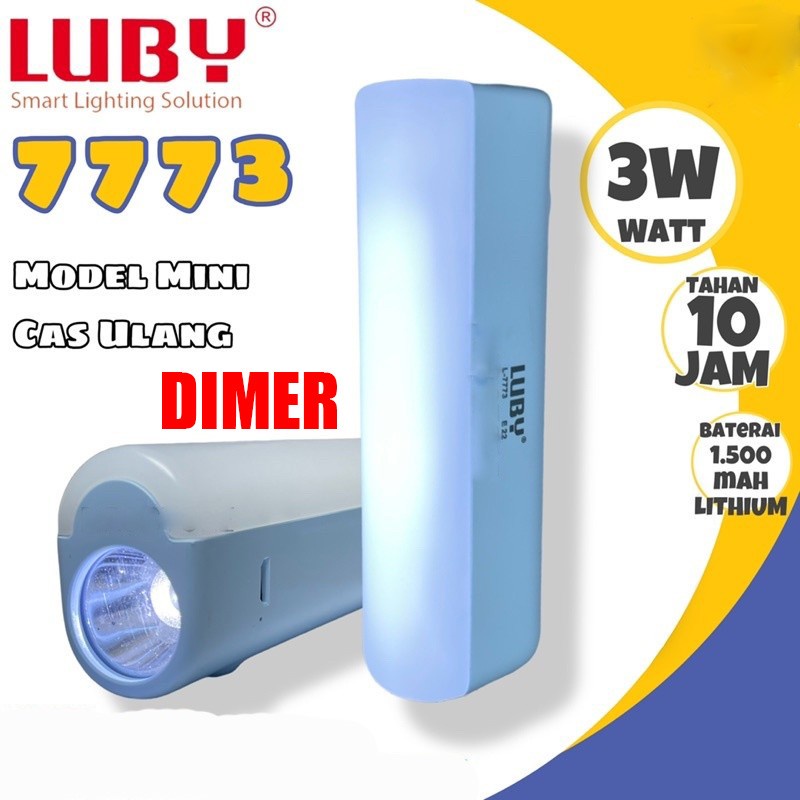 COD Senter Emergency Dimmer LUBY L-7773 Cas 3W Cahaya Putih