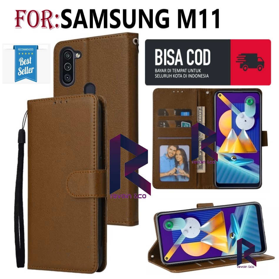 FLIP COVER SAMSUNG M11 FLIP WALLET LEATHER KULIT PREMIUM SARUNG BUKA TUTUP KESING HP FLIP CASE SAMSUNG M11