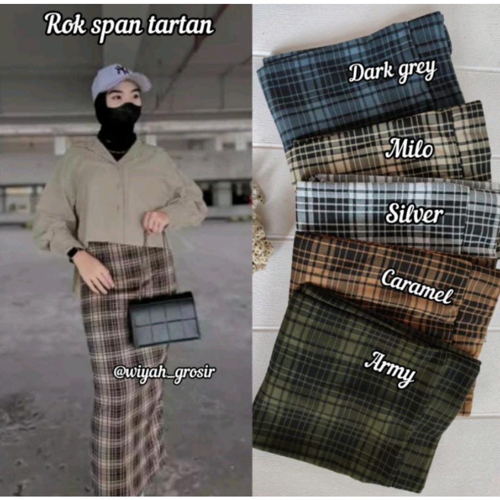 span tartan long skirt rok panjang span / rok span tartan / rok shirt / rok span maxi motif