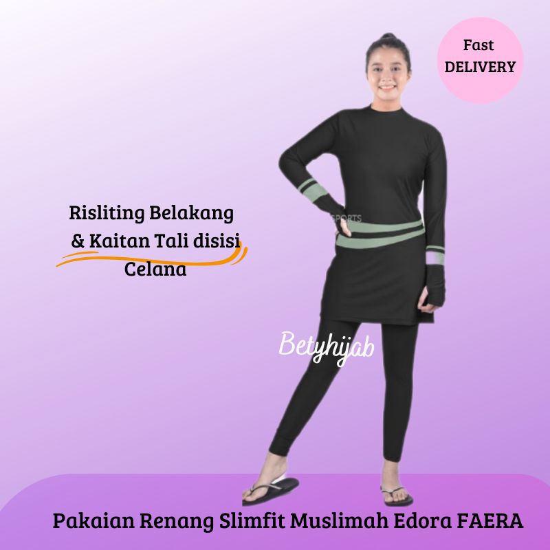 Baju Renang Wanita Muslimah Slimfit Panjang Edora FAERA