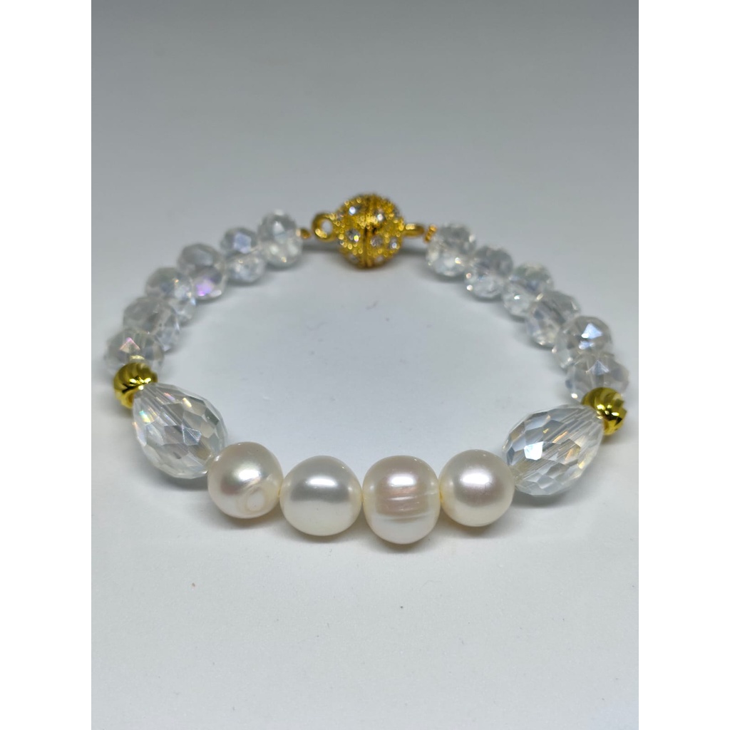 Gelang Mutiara Mix Kristal Kait Bola Magnet