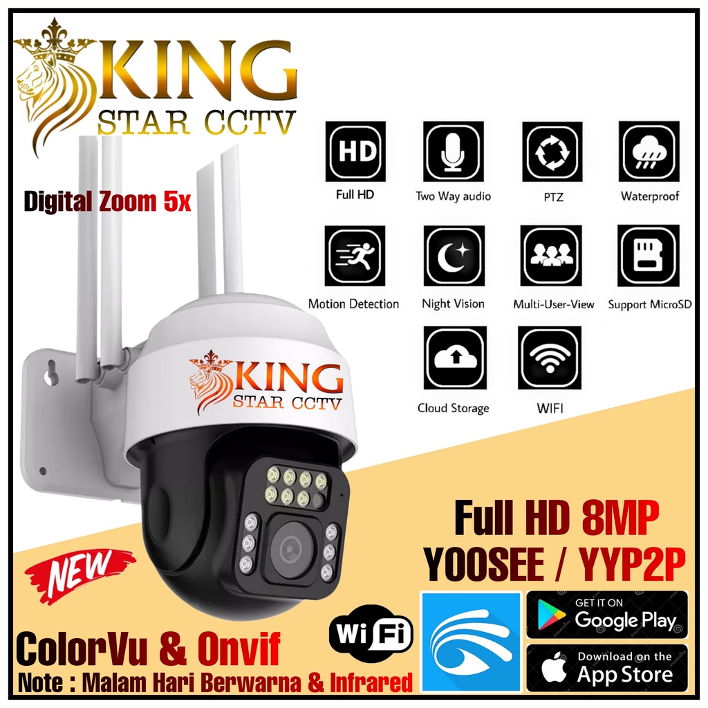 IP CAMERA YOOSEE IP SPEED DOME COLORVU 8MP CCTV OUTDOOR WATERPROOF FULL HD 1080P ONVIF